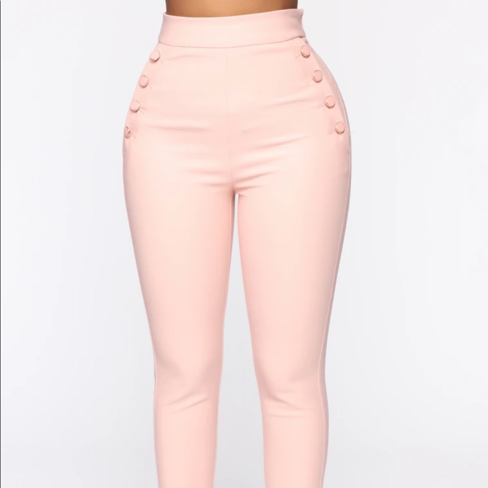 XS Fashion Nova pink button dress pants